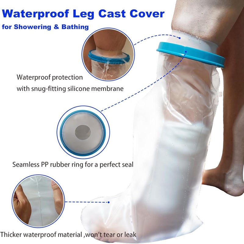Tideshake Waterproof Leg Cast Cover for Showering, Reusable Adult Short Leg Cast Protector, Cast Covers for Shower Leg, Cast Bag for Shower, Cast Cover for Showering Foot(Upgraded Waterproof Ring) - Image 4